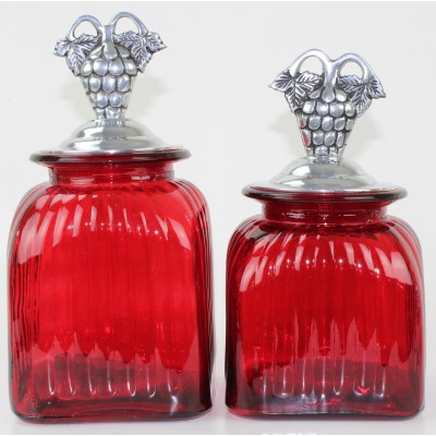 40003 RED 2PC. CANISTER SET WITH LIDS